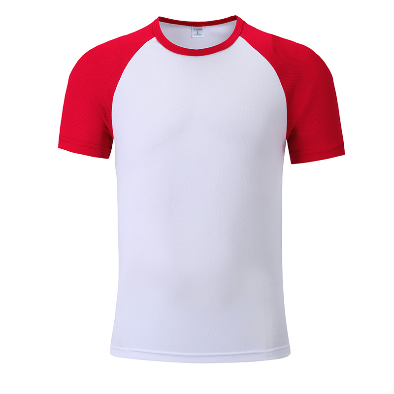 速干拼色插肩袖圆领短袖T恤衫_插肩袖快干圆领运动衫【8色可选】