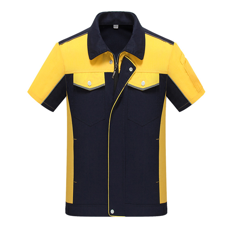 短袖劳保工作服套装定制_工厂车间汽修服短袖工装劳保服现货定做【3色可选】