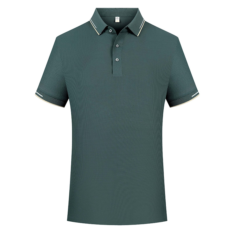 间条领华夫格速干短袖POLO衫定制,工作服翻领T恤衫定制【5色可选】